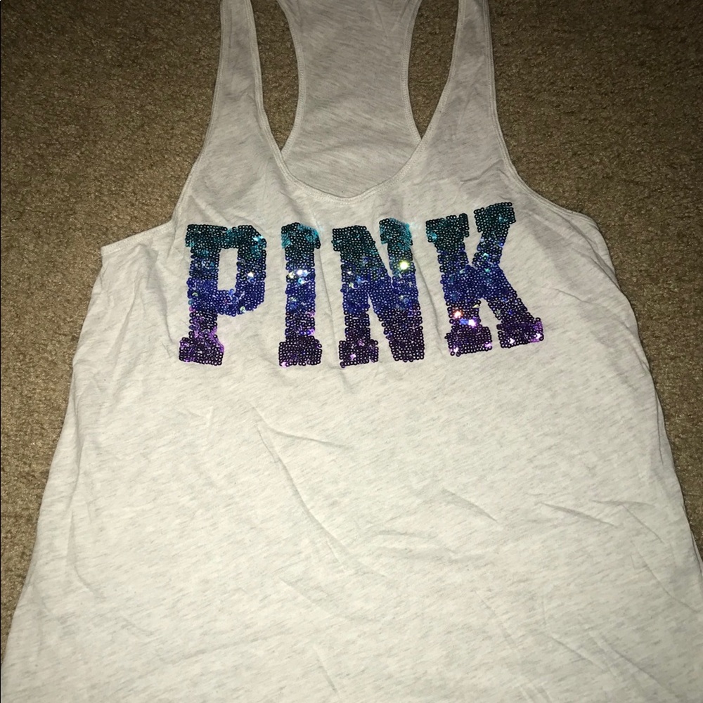 PINK Victoria’s Secret sequenced grey tank top M